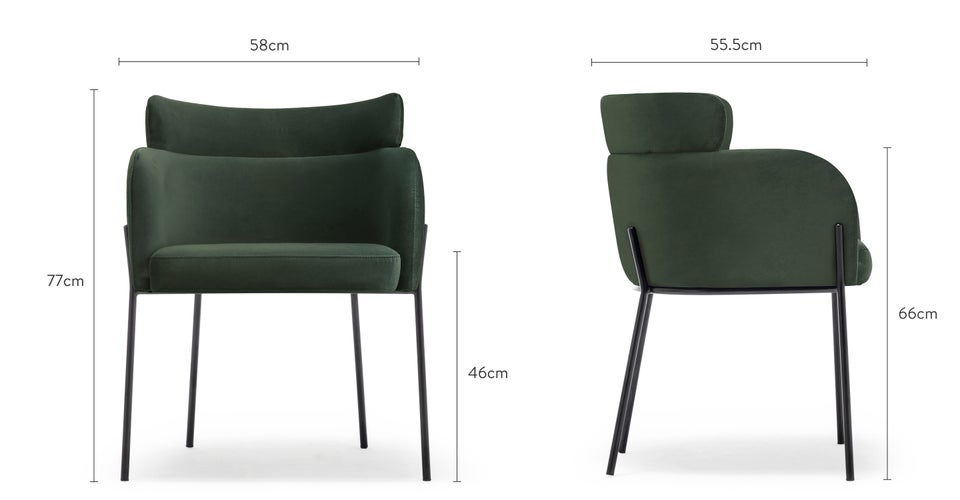 BARON Chaises de salle à manger Vert Velours / Métal Dimensions