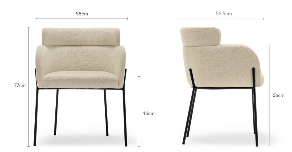 BARON Chaises de salle à manger Blanc Métal Dimensions