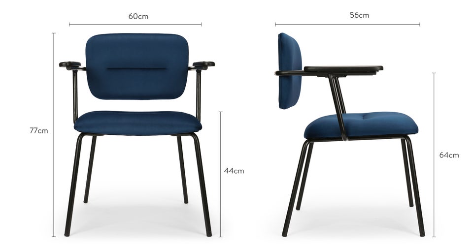 HORACE Esszimmerstühle Blau / Schwarz Samt / Metall Dimensions