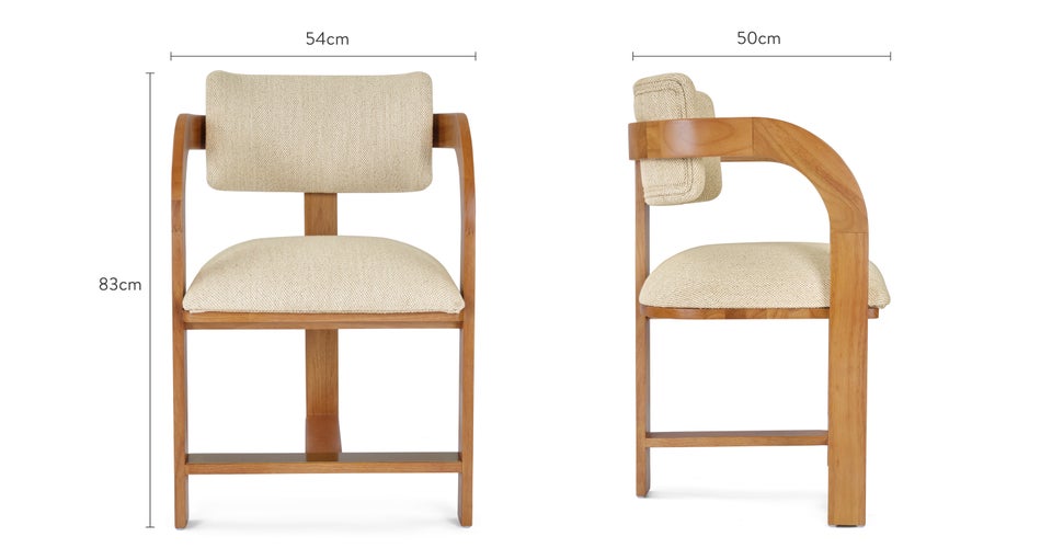 OLIVIA Chaises de salle à manger Blanc / Naturel Tissu / Bois Dimensions