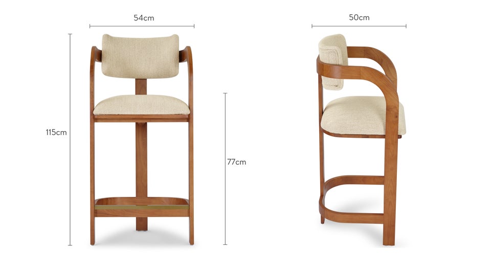 OLIVIA Tabourets de Bar Beige / Naturel Tissu / Bois Dimensions