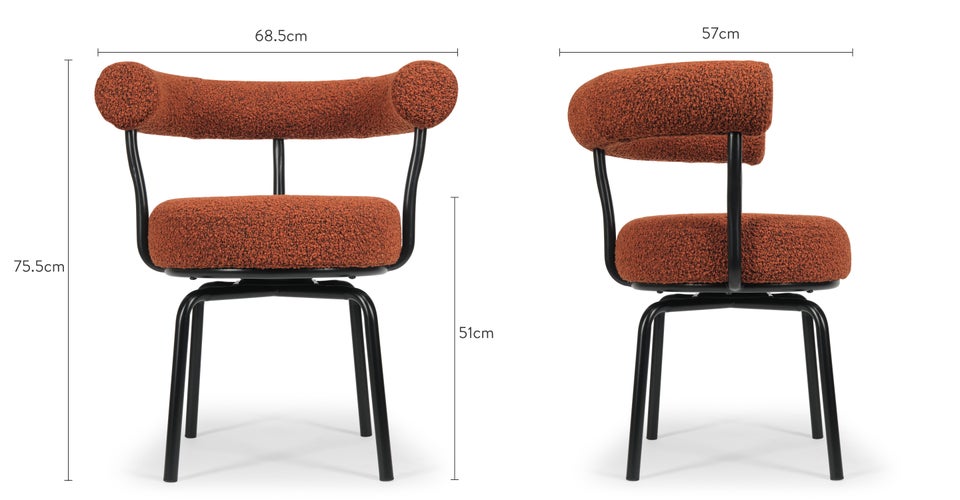 LYNN Office Chairs Rust / Black Curly / Metal Dimensions
