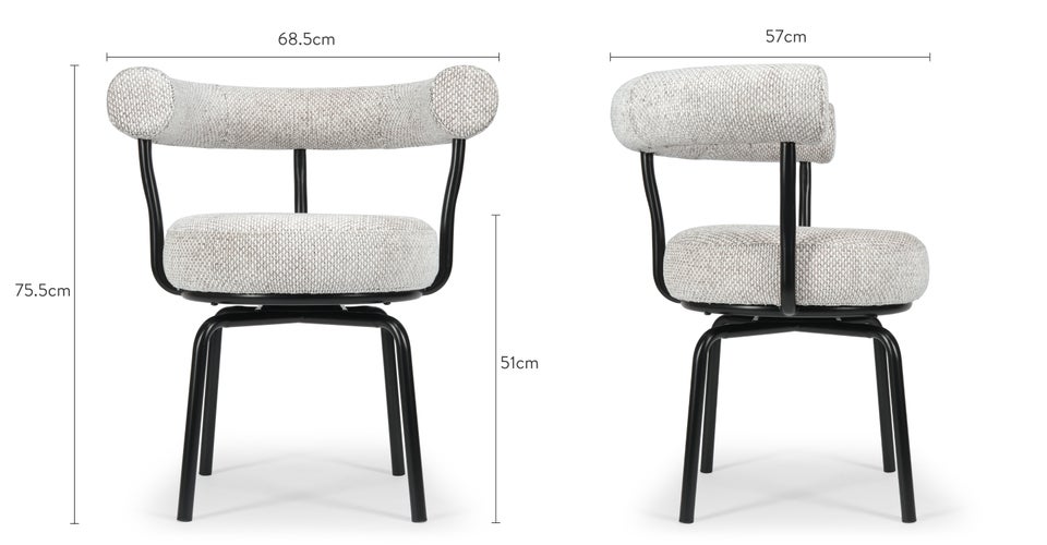LYNN Bürostühle Beige / Schwarz Bouclé Stoff / Metall Dimensions