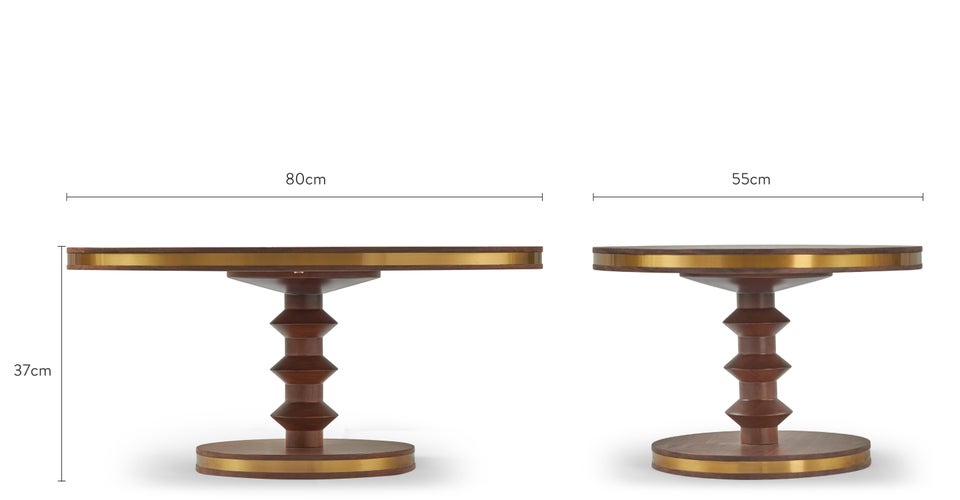 FRIDA Tables basses Marron / Doré Bois / Métal Dimensions