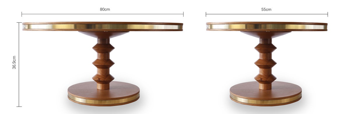 FRIDA Coffee Tables Brown / Gold Wood / Metal Dimensions