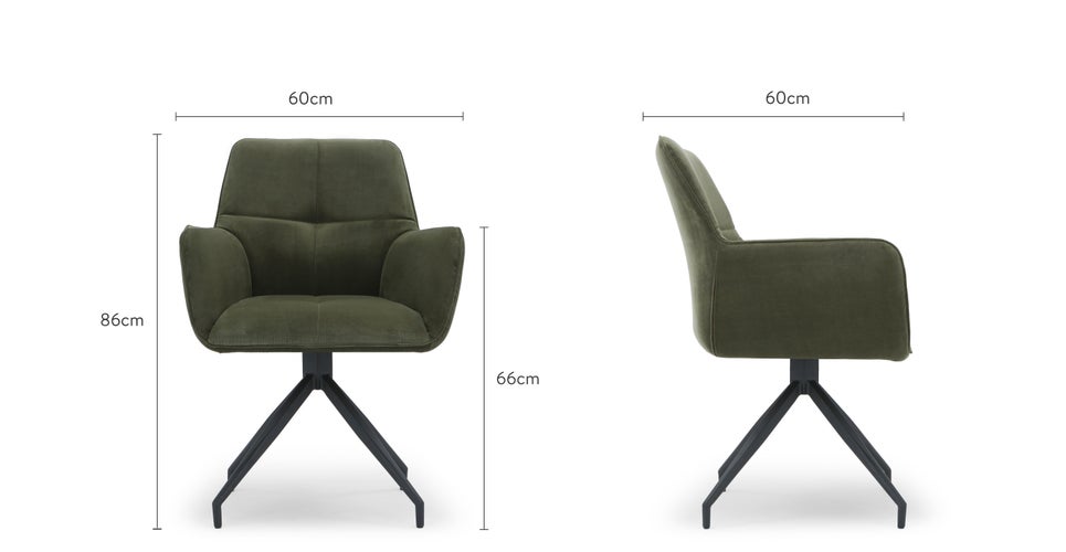 KINGSCROSS Chaises de Bureau Vert / Noir Velours / Métal Dimensions