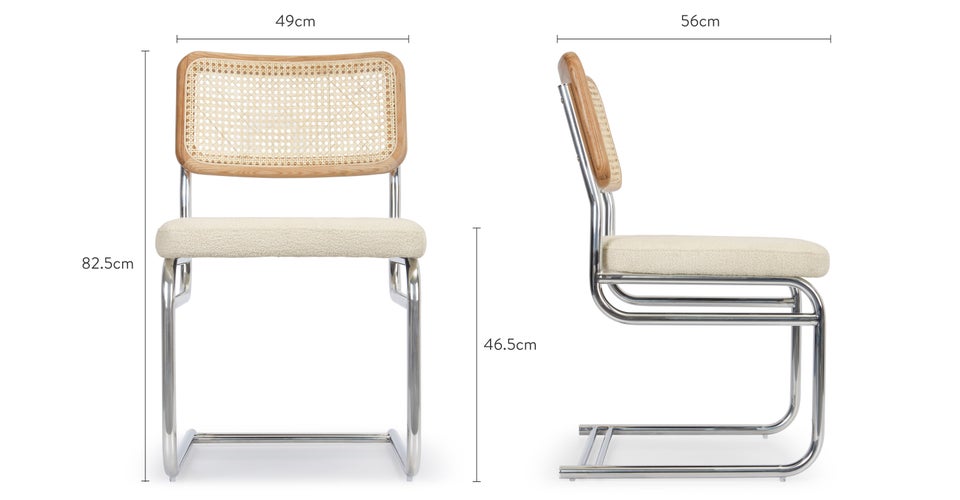 UBERTO Chaises de salle à manger Blanc / Chrome / Bois Bouclette / Métal / Bois Dimensions