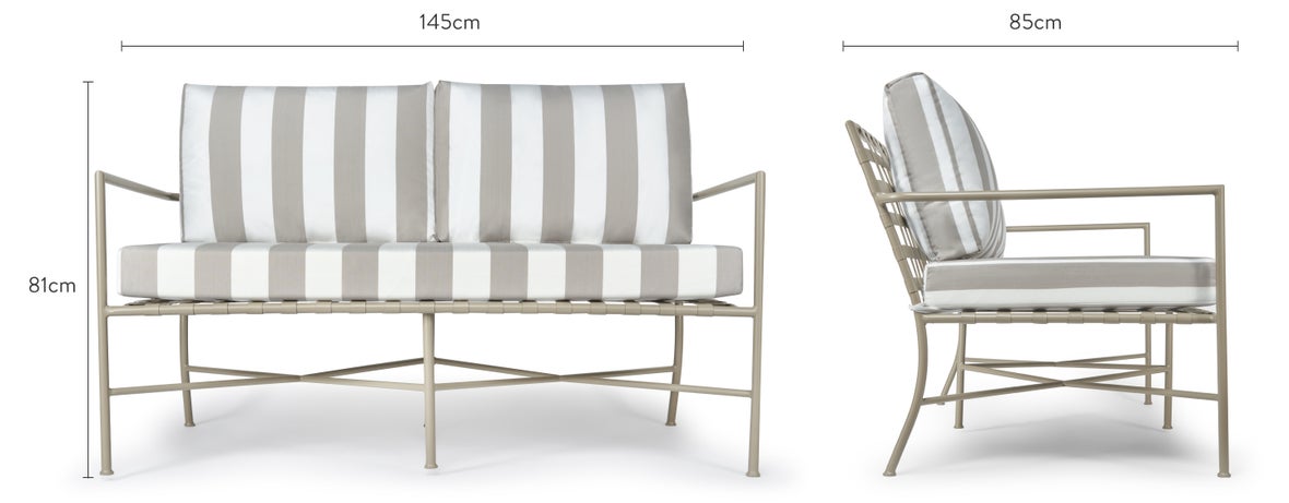 BEL AIR Gartensofas & Gartenstühle Weiß / Taupe Wasserdichter Stoff / Metall Dimensions