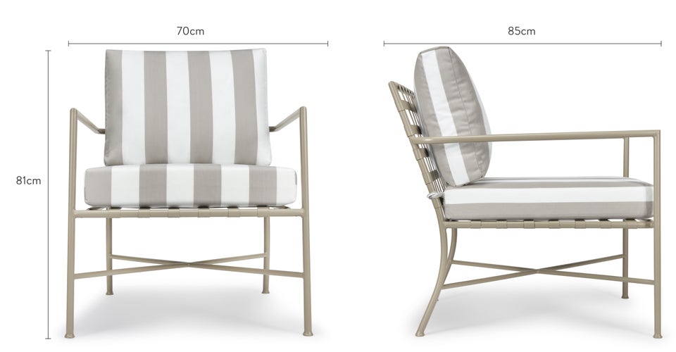 BEL AIR Gartensofas & Gartenstühle Weiß / Taupe Wasserdichter Stoff / Metall Dimensions