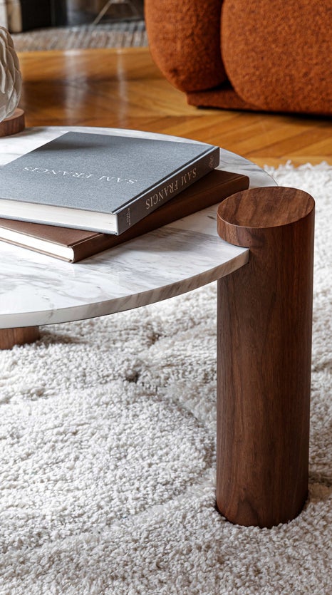 Inspiration MIEIS Coffee Tables White / Brown Marble / Wood