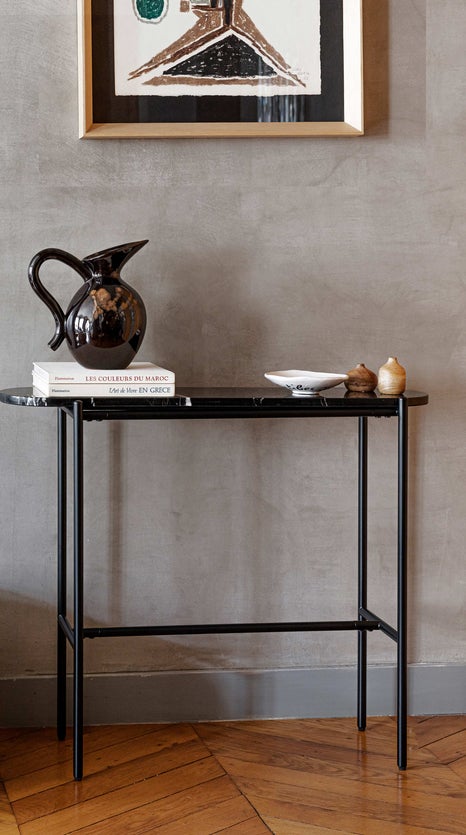 Inspiration VINCENZO Konsolentische Schwarz Marmor / Metall