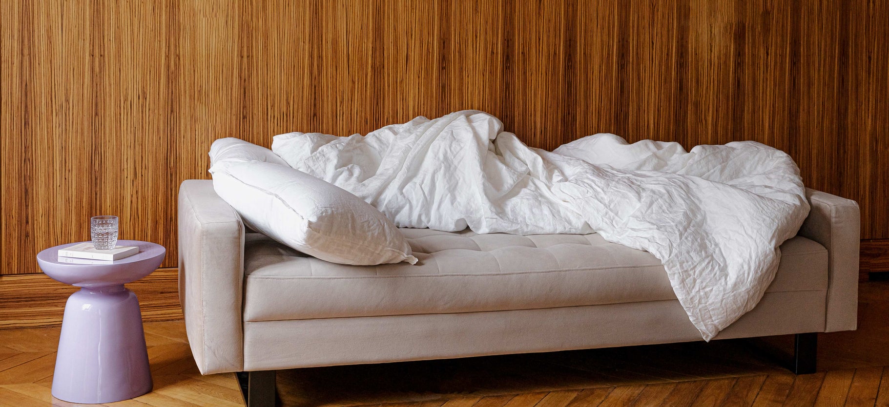 Inspiration MIDNIGHT Schlafsofas Taupe / Schwarz Samt / Metall