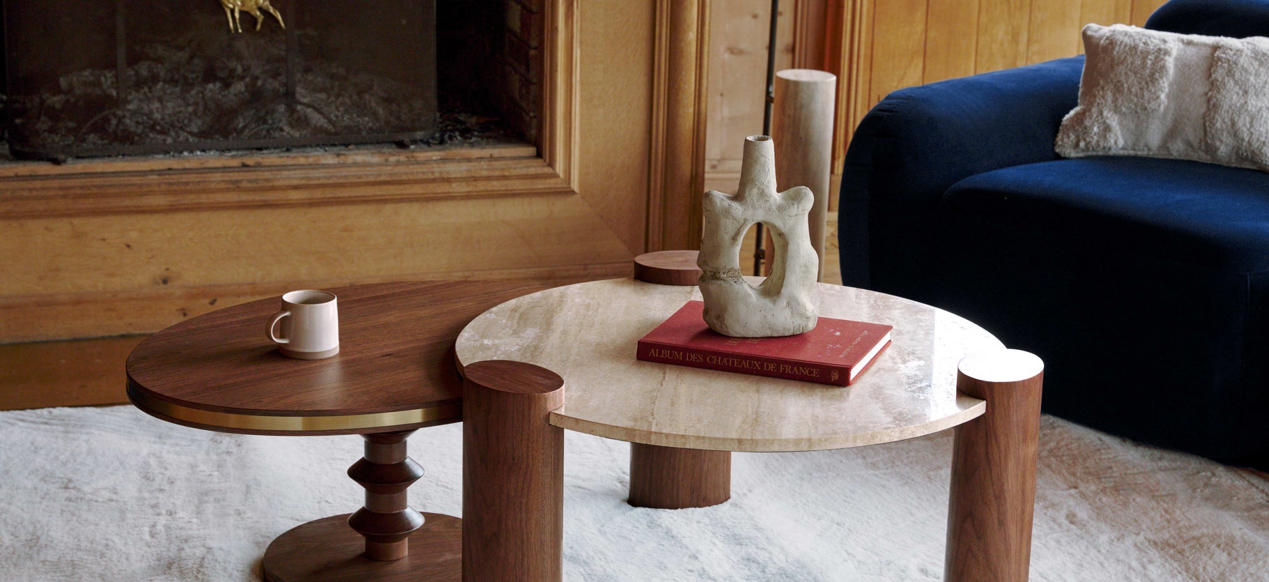 Inspiration FRIDA Tables basses Marron / Doré Bois / Métal