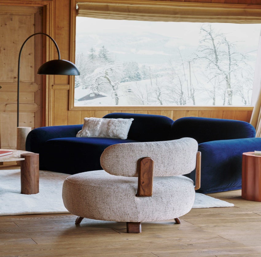 Inspiration PLATON Fauteuils Beige / bruin Tweed / hout