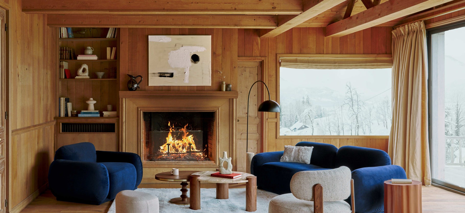 Inspiration PLATON Sessel Beige / Braun Tweed / Holz