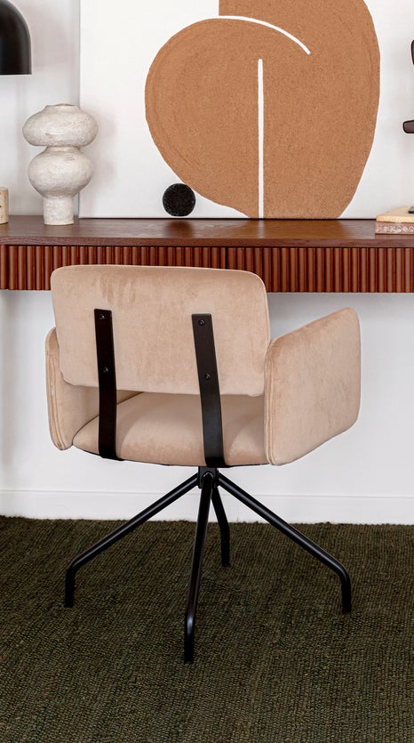 Inspiration BROOKES Office Chairs Taupe / Black Velvet / Metal