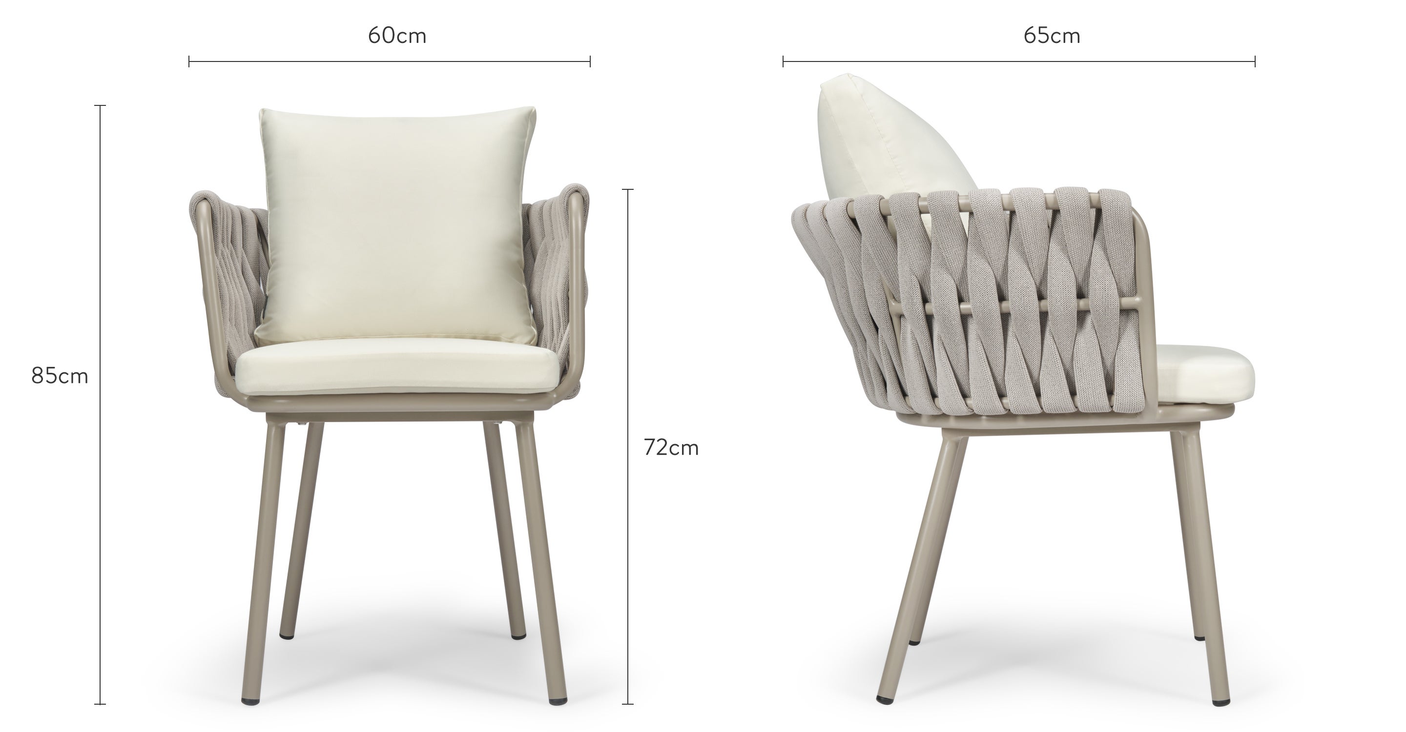 Gartenstuhl weiß Kissen, schwarze Geflecht NV GALLERY HAMPTONS