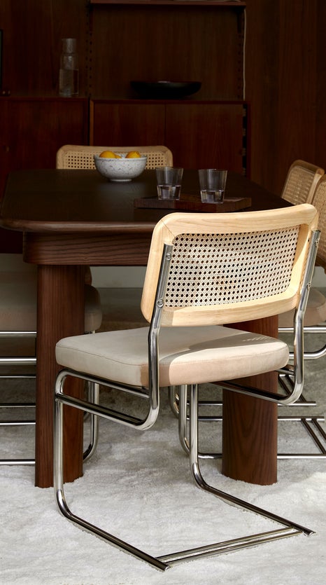 Inspiration UBERTO Dining chairs Taupe / Wood / Silver Velvet / Wood / Metal