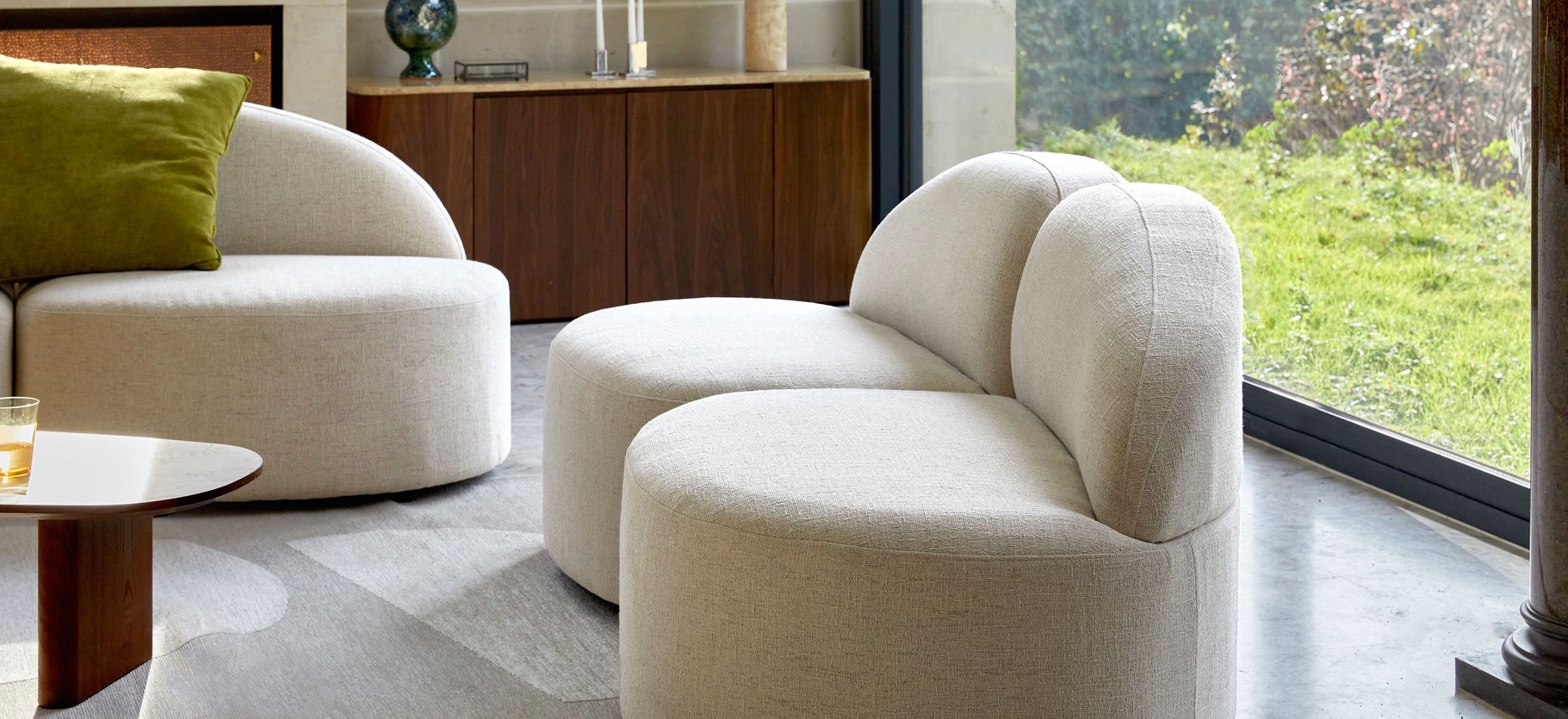 Inspiration TODD Modular sofas White Curly / Wood