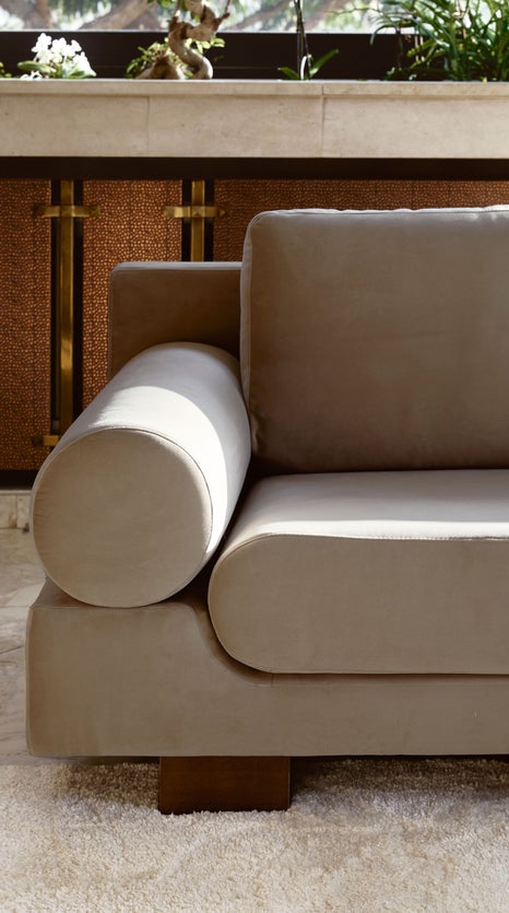 Inspiration OMNIGHT 3 Seater Sofas Taupe Velvet / Wood