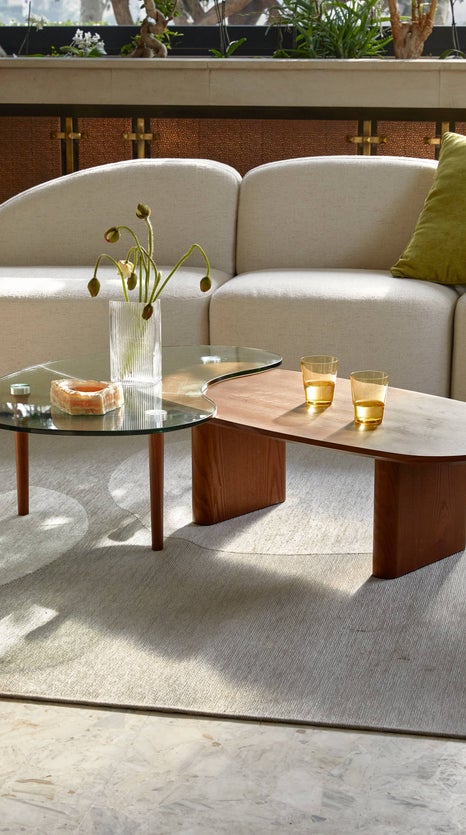 Inspiration FERDINAND Couchtische Transparent / Braun Glas / Holz