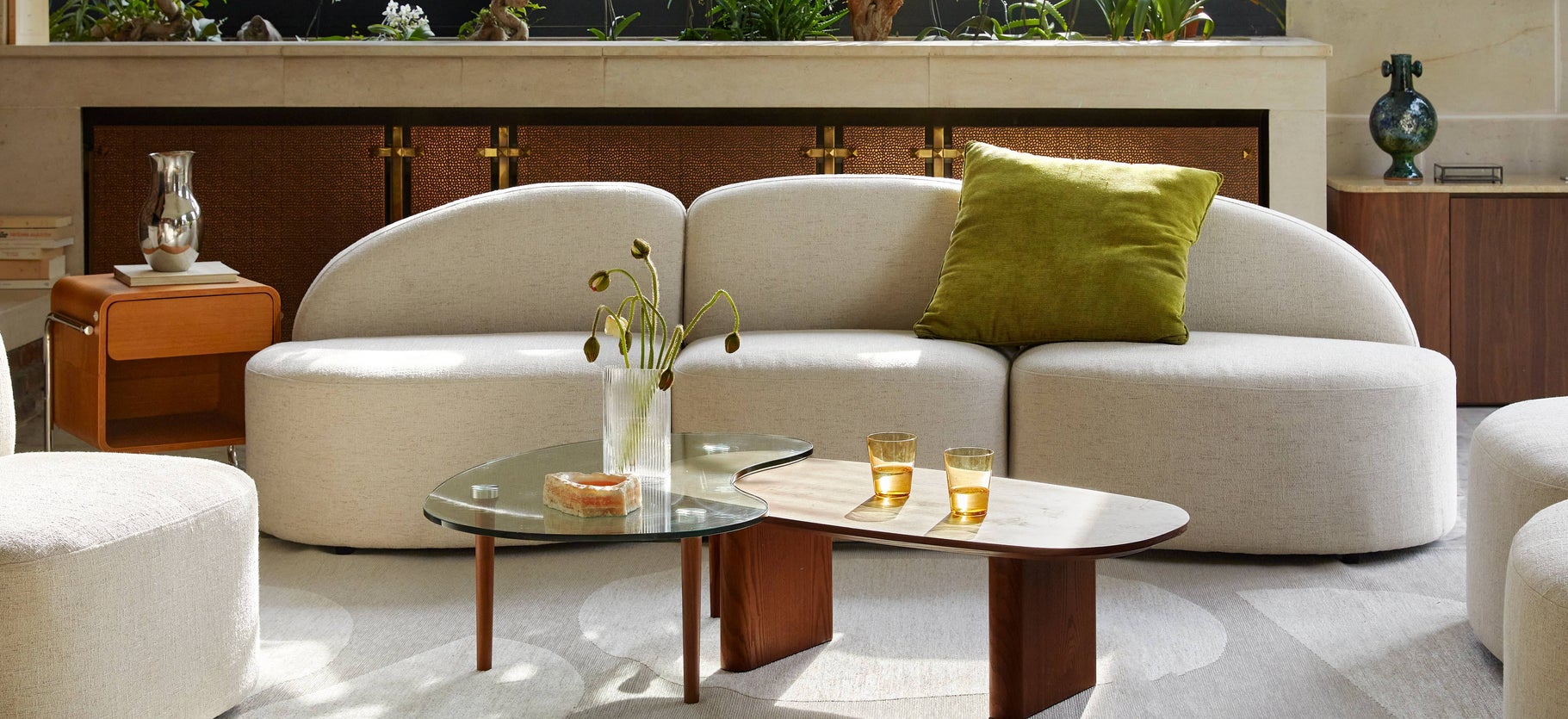 Inspiration FERDINAND Couchtische Transparent / Braun Glas / Holz