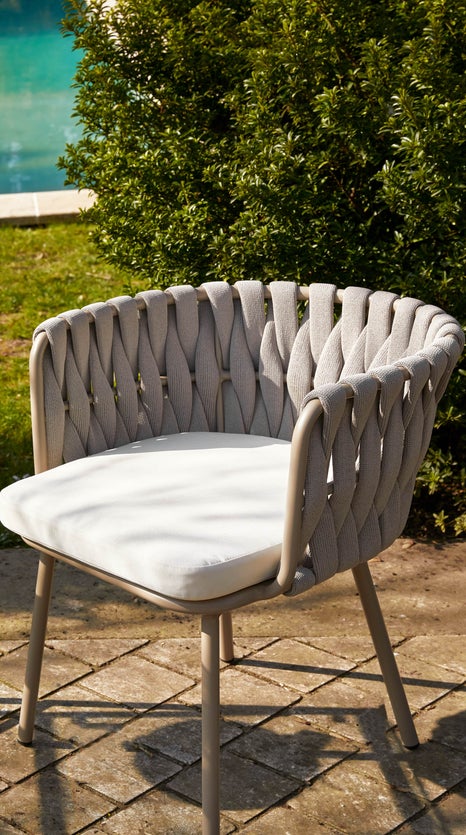 Inspiration HAMPTONS Garden Chairs Ecru / White Fabric / Cord / Aluminium