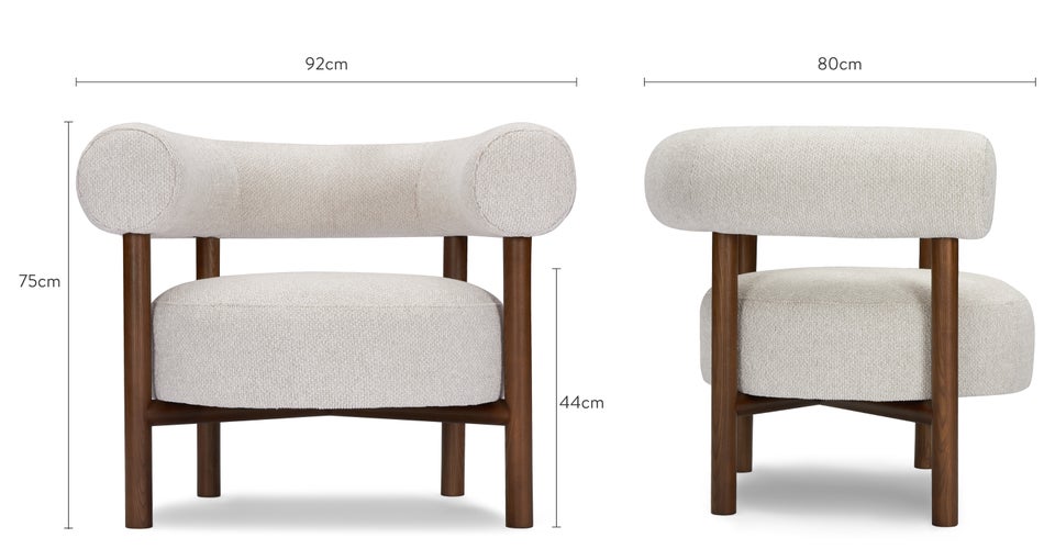 CAROL Fauteuils Blanc / Marron Bouclette / Bois Dimensions