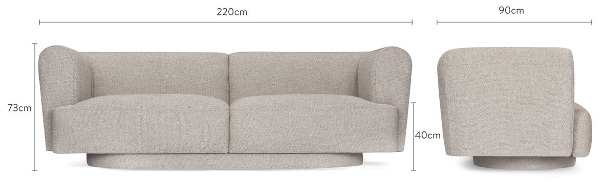 RENSO Canapés 3 Places Beige Dimensions