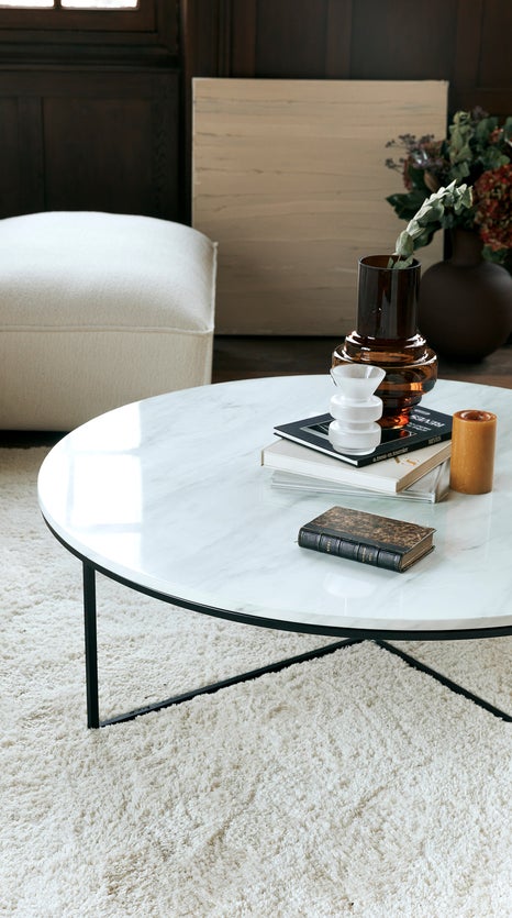 Inspiration GISELLE Coffee Tables Blanc / Doré Marbre / Laiton