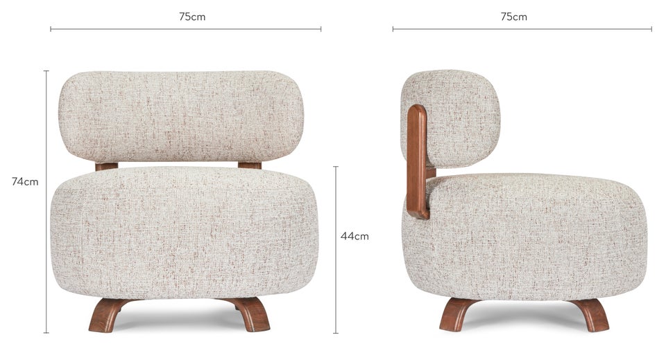 PLATON Fauteuils Beige / Marron Tweed / Bois Dimensions