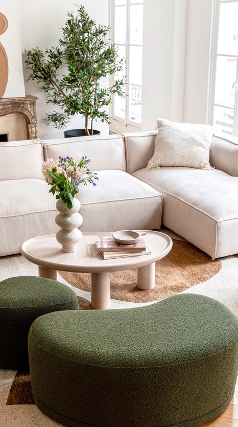 Inspiration AUSTER Corner Sofas Right Green Velvet / Wood