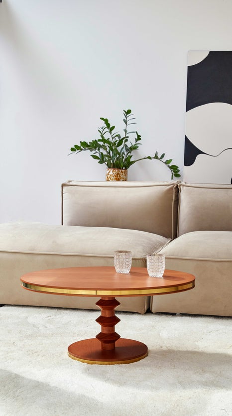 Inspiration FRIDA Couchtische Braun /Gold Holz / Messing