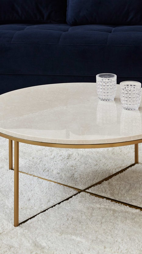 Inspiration GISELLE Tables basses Beige / Doré Marbre / Métal