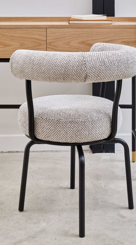 Inspiration LYNN Chaises de Bureau Beige / Noir Bouclette / Métal