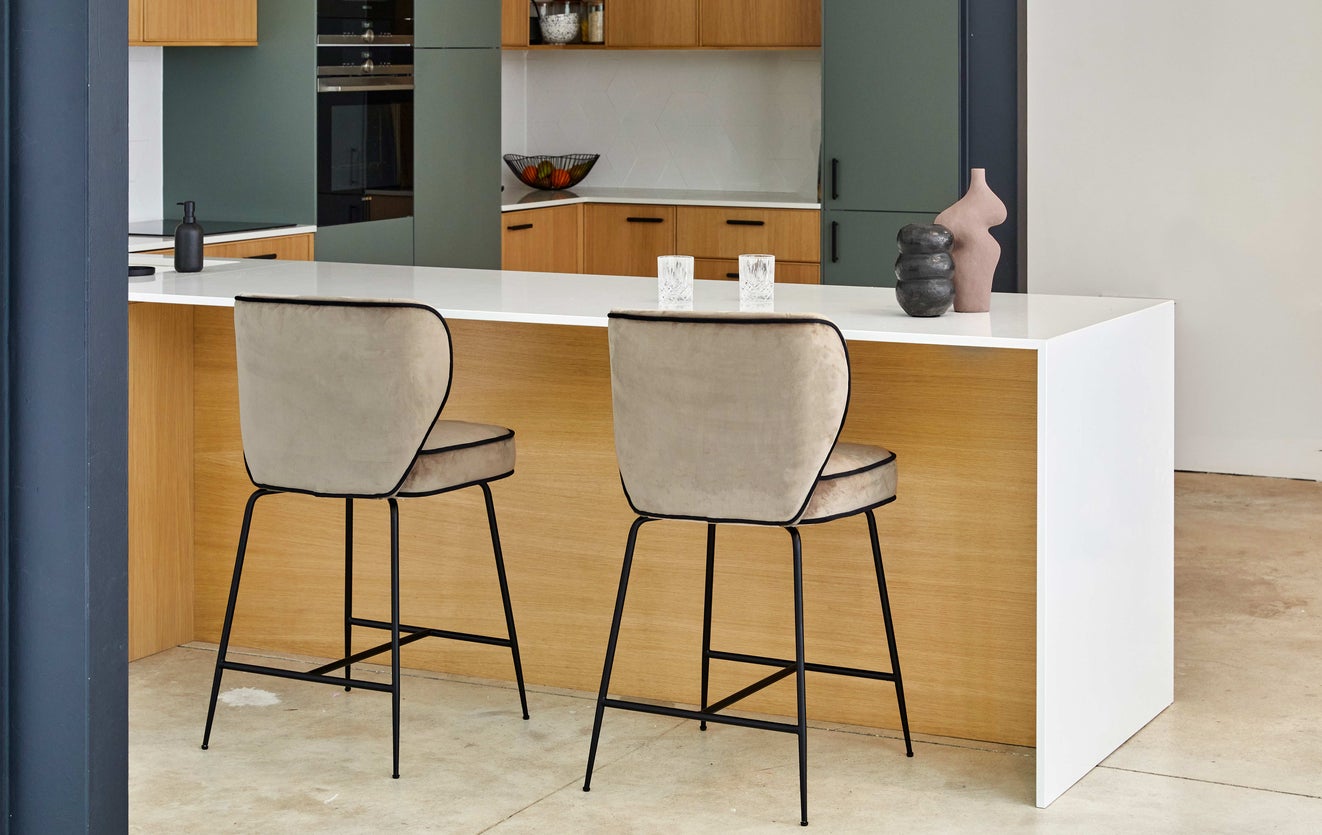 Inspiration WAYNE Bar Stools taupe Fabric/Metal