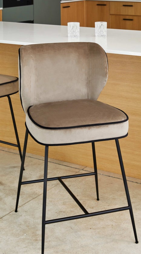 Inspiration WAYNE Bar Stools taupe Fabric/Metal
