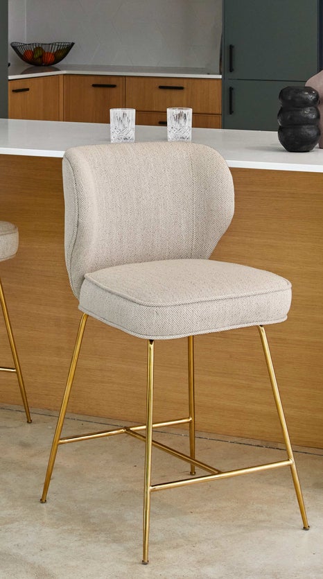 Inspiration WAYNE Sgabelli da bar Beige / Dorato Stoffa / Metallo