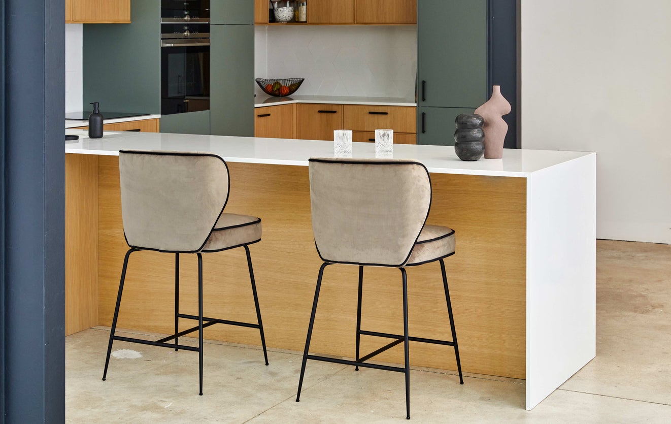 Inspiration WAYNE Bar Stools Blue Fabric/Metal