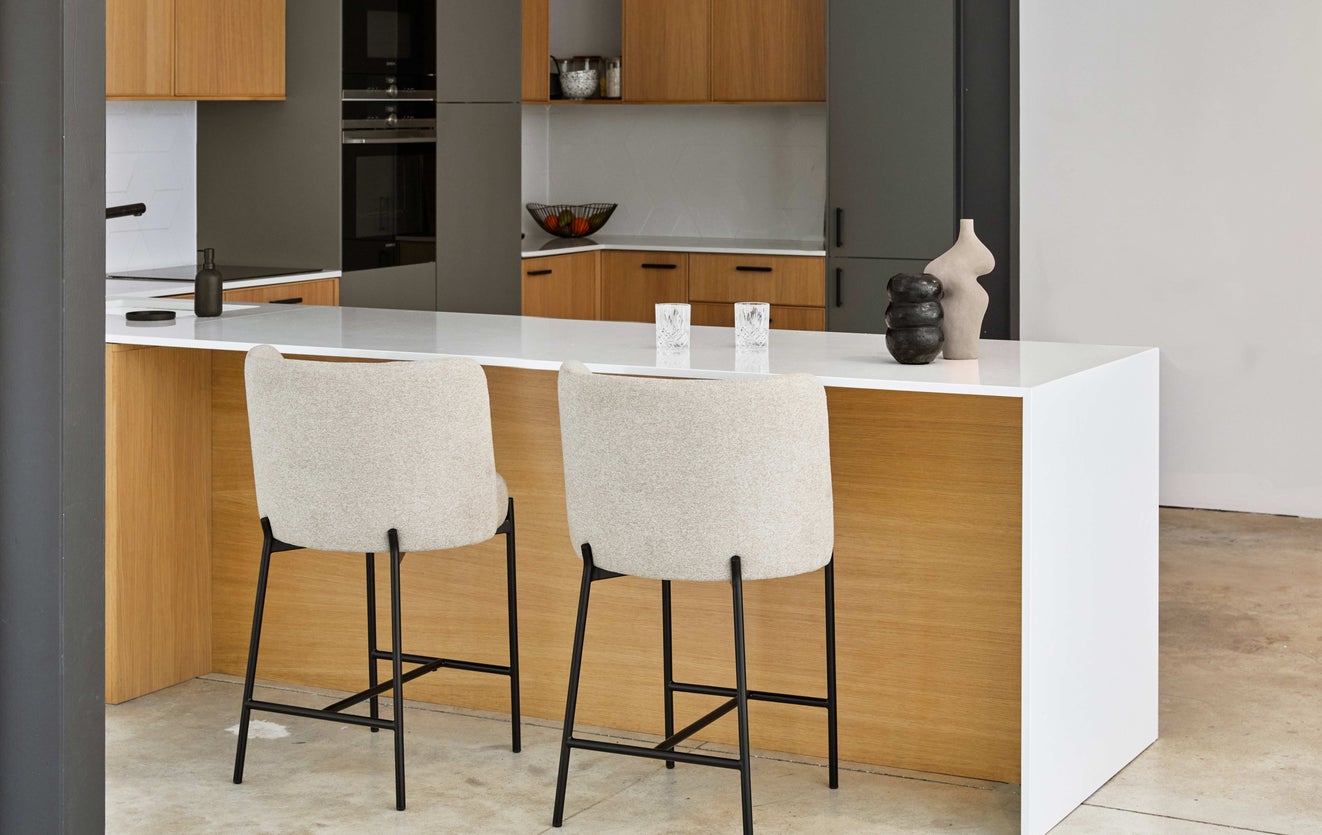 Inspiration RAY Bar Stools Beige / Black Fabric / Metal