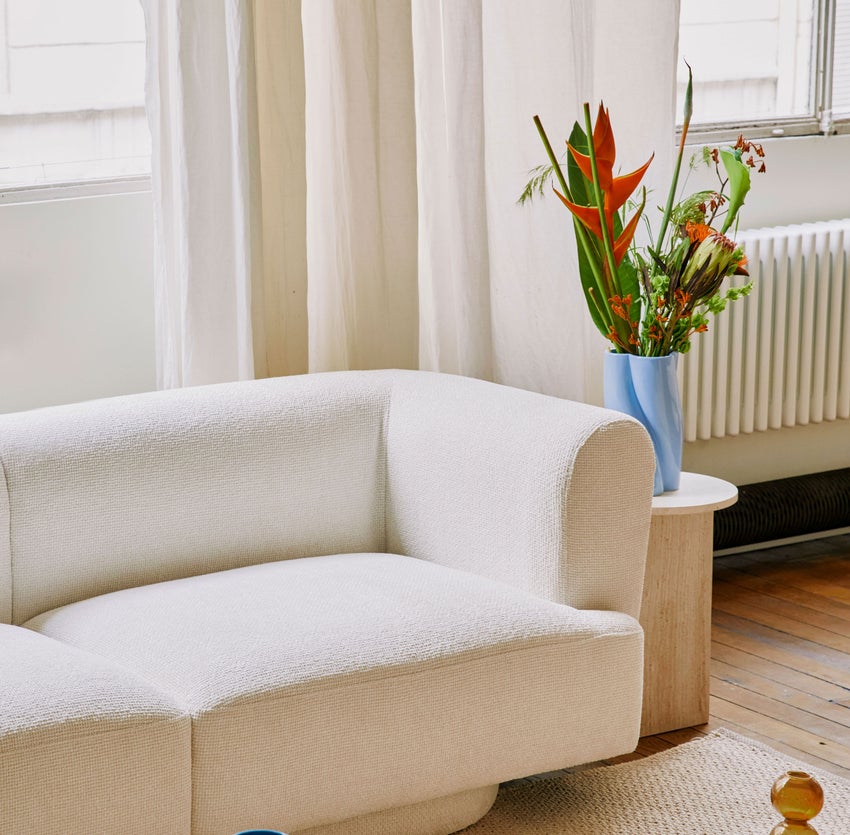 Inspiration RENSO 3-Sitzer Sofas Weiß Tweed / Holz