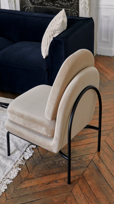 Inspiration HOXTON Sessel Taupe / Schwarz Samt / Metall