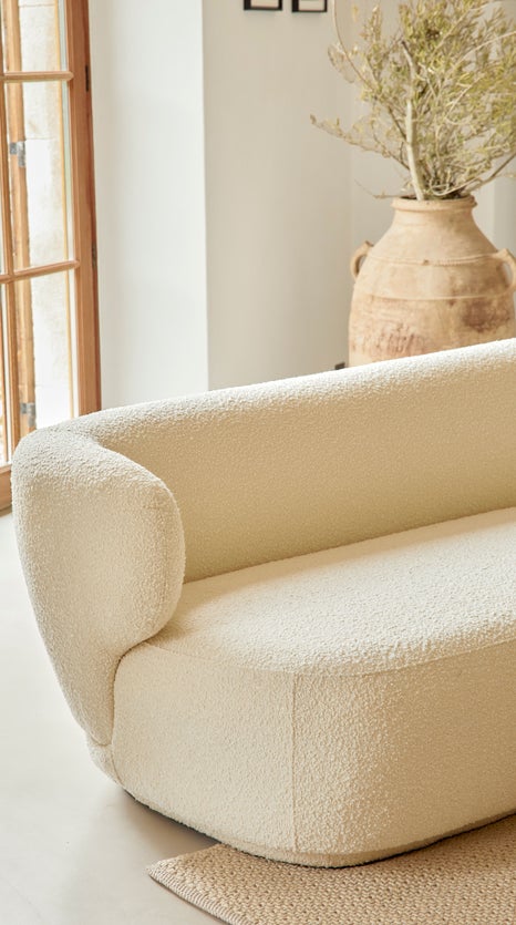 Inspiration GIULIA Ecksofas Ecru Bouclé / Holz