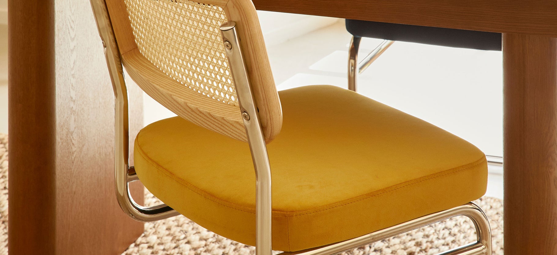 Inspiration UBERTO Dining chairs Yellow / Black / Silver Velvet / Metal / Wood
