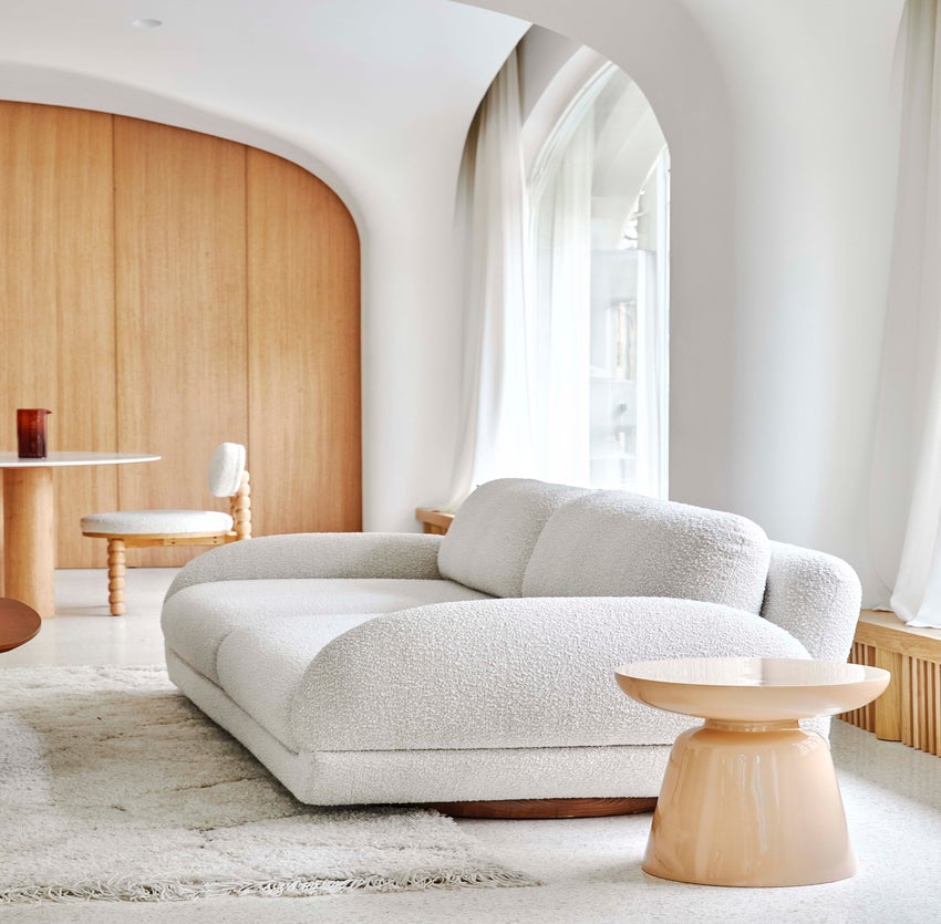 Inspiration MASSAO Sofas mit 3 und mehr Sitzplätzen Weiß Bouclé / Holz