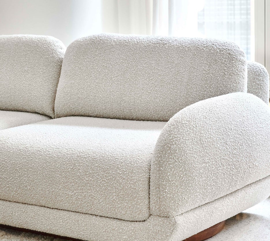 Inspiration MASSAO Sofas mit 3 und mehr Sitzplätzen Weiß Bouclé / Holz