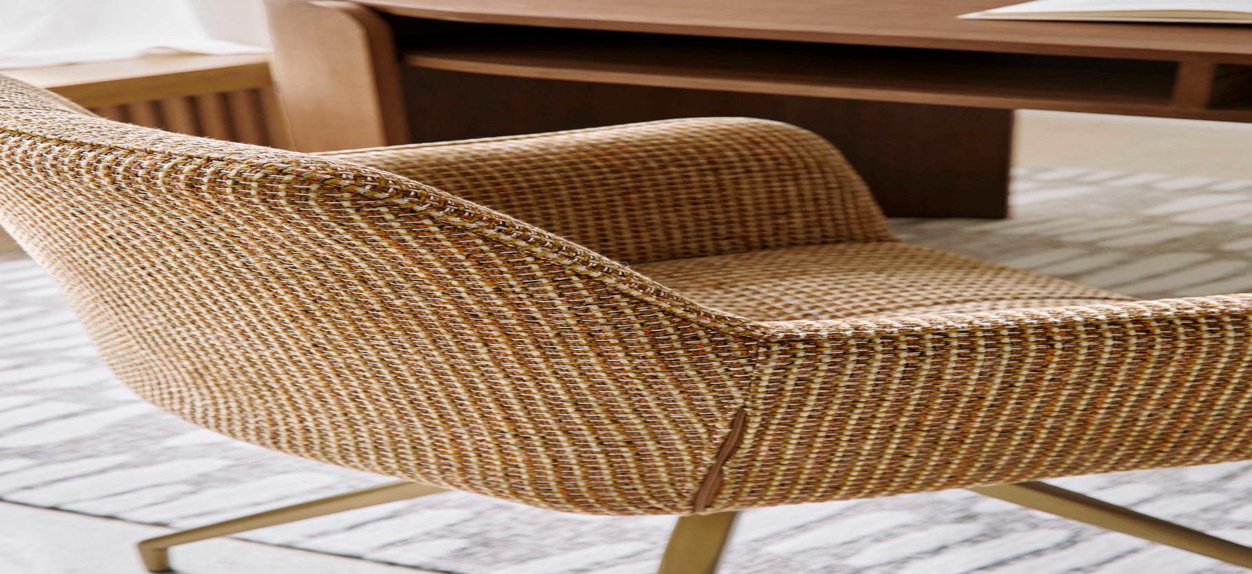 Chaise de bureau - Blanc bouclette & métal doré - NV GALLERY - KINGSCROSS