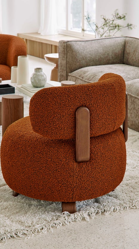 Inspiration PLATON Armchairs Ecru / Brown Curly / Wood