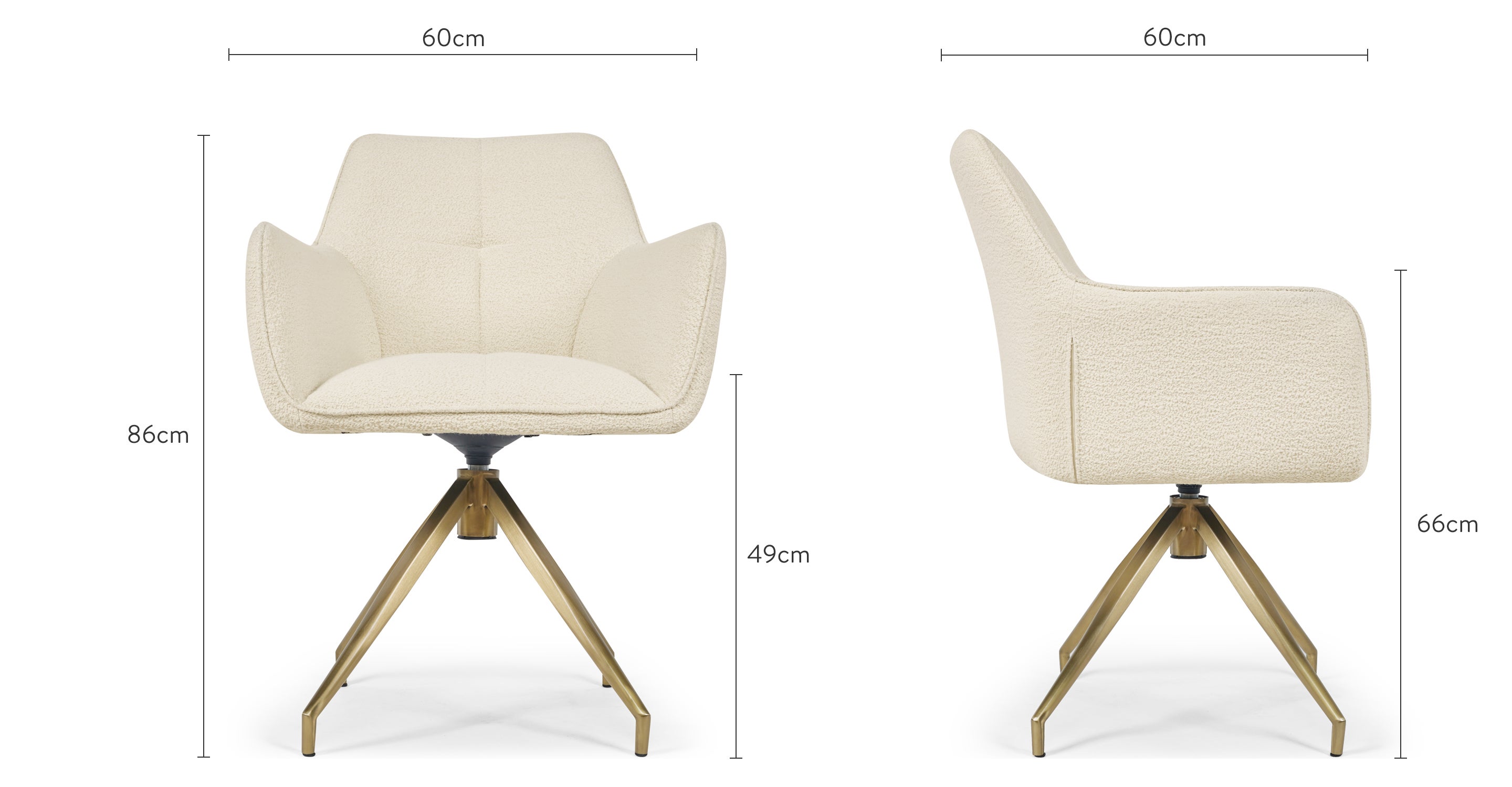 Designer office chair - White bouclette & gold metal - NV GALLERY -  KINGSCROSS