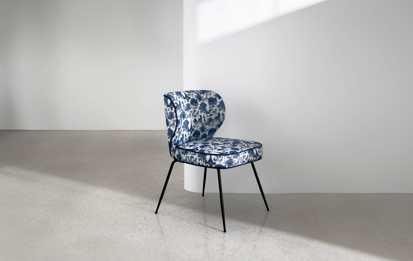 Inspiration WAYNE Dining chairs Blue / White / Black Toile de Jouy / Metal